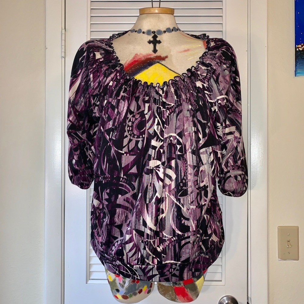 Claudia Richard purple swirl blouse